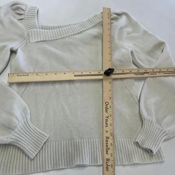 Marissa Webb Sweater Womens X Small White Asymmetric Knit Puff Sleeve Wool Blend - Picture 9 of 11